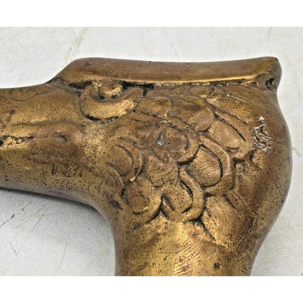 Vintage Brass Eagle Head Statue Walking Stick Cane Handle Top Topper Screw EUC - Picture 8 of 14